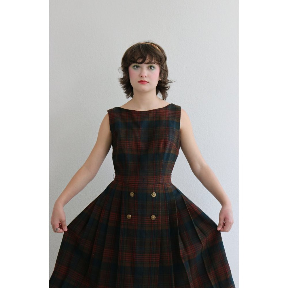 1950's Ilene Ricky Plaid Dress Junior or Women's Size Double Extra Small 00/0/01